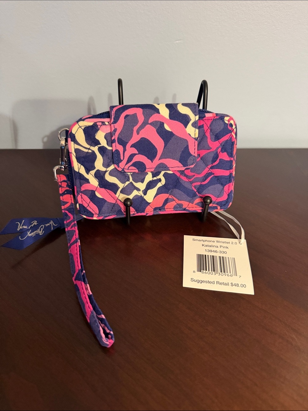 Vera Bradley Pink & Navy Katalina Wristlet